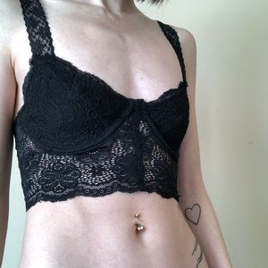 Pins and Needles Black Lace Bralette